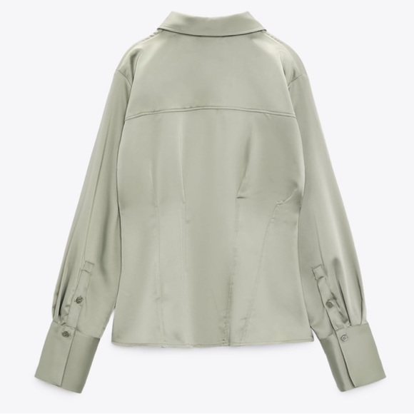 NWT Zara Fitted Satin Effect Shirt - Picture 2 of 5